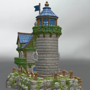 Coastal Lighthouse Cottage STL File for 3D Print - Model thumbnail 11