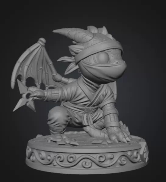 Cute Fantasy Ninja Dragon STL File for 3D Printing - Model preview 10