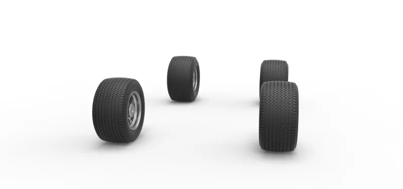 Wheel set of Northeast Dirt Modified stock car V4 Scale 1:25 - Model preview 3