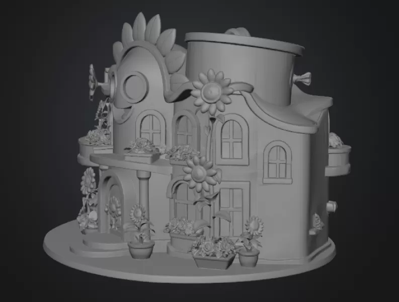 🌻 Happy Sunflower House STL File for 3D Print - Model preview 14