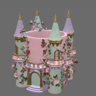 Rose Princess Castle Planter STL File for 3D Print - Model thumbnail 6