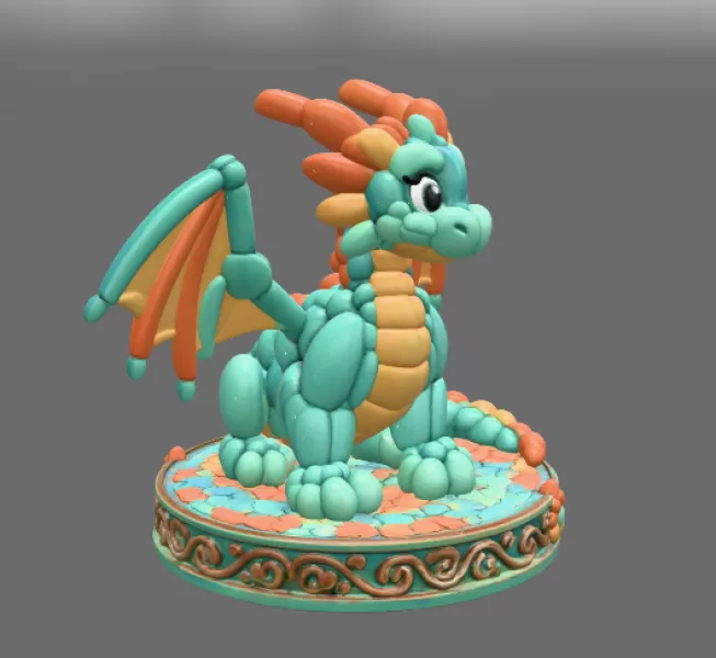 Cute Balloon Baby Dragon STL File for 3D Print - Model preview 6