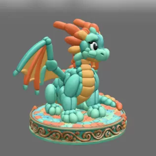 Cute Balloon Baby Dragon STL File for 3D Print - Model thumbnail 6