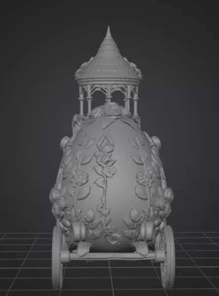 Floral Fantasy Egg Tower Carriage – STL File 3D Printable - Model preview 10