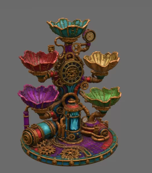 Steampunk Clockwork Bowl Organizer STL File for 3D Print - Model preview 10