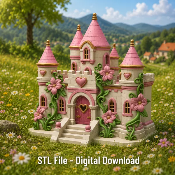 Enchanted Heart Blossom Castle STL File for 3D Print - Model preview 3