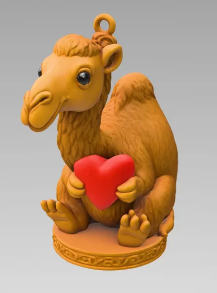3D Printable Cute Camel with Heart STL | Digital Download - Model preview 4