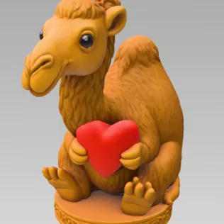 3D Printable Cute Camel with Heart STL | Digital Download - Model thumbnail 4