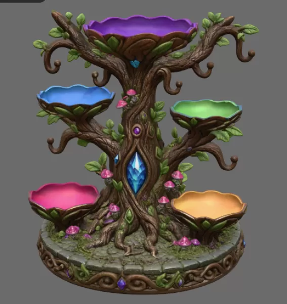 Enchanted Jewelry Tree Display STL File for 3D Print - Model preview 7