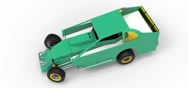 Northeast Dirt Modified stock car while turning V2 Scale 1:25 - Model preview 4