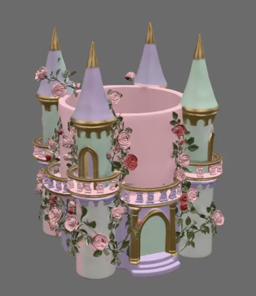 Rose Princess Castle Planter STL File for 3D Print - Model preview 7
