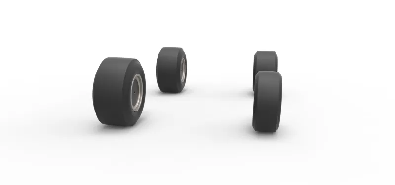 Wheel set of Vintage Asphalt Supermodified V2 Scale 1:25 - Model preview 3