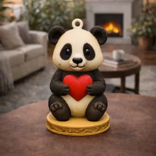 Panda with Heart — Cute Panda Figurine / Pendant / Keychain