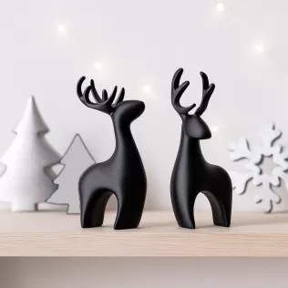 Modern Deer Set: 2 pcs. | Christmas Reindeer Figurines