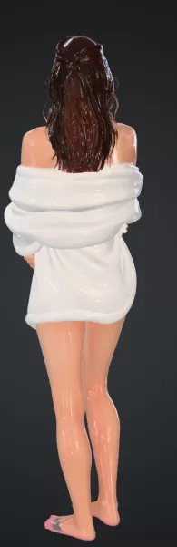 Frau vom duschen mit bademantel - Model preview 3
