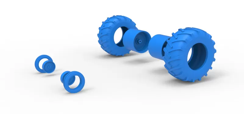 Wheel Set of Vintage Pulling tractor Version 2 Scale 1:25 - Model preview 10