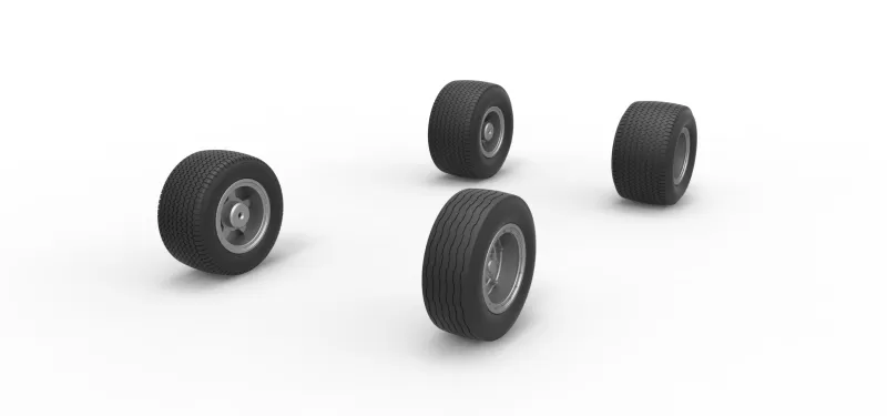 Wheel set of Northeast Dirt Modified stock car V3 Scale 1:25 - Model preview 2