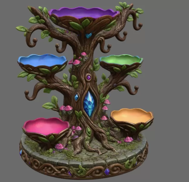 Enchanted Jewelry Tree Display STL File for 3D Print - Model preview 9