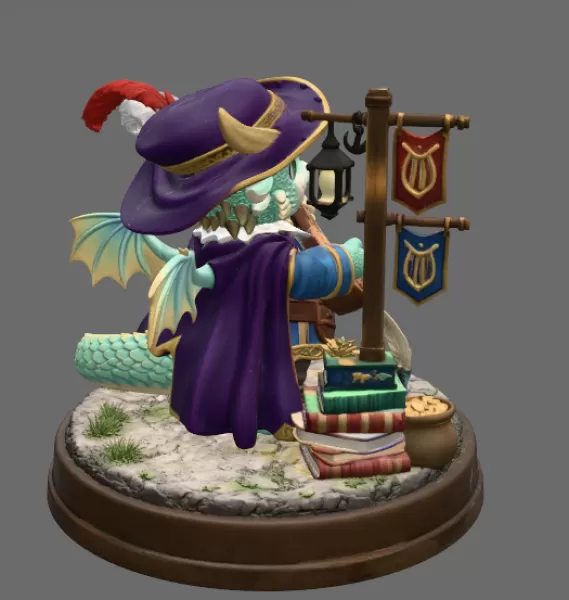 Mystic Bard Dragon STL File for 3D Printing - Model preview 7