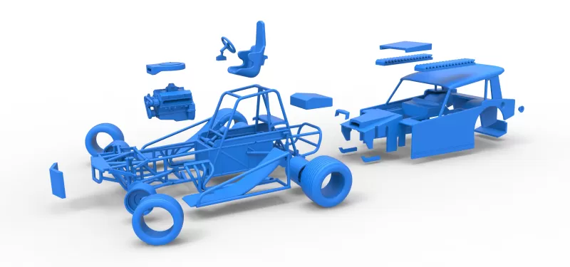 Vintage Dirt Modified stock car V6 while turning Scale 1:25 - Model preview 28