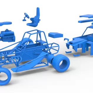 Vintage Dirt Modified stock car V6 while turning Scale 1:25 - Model thumbnail 28