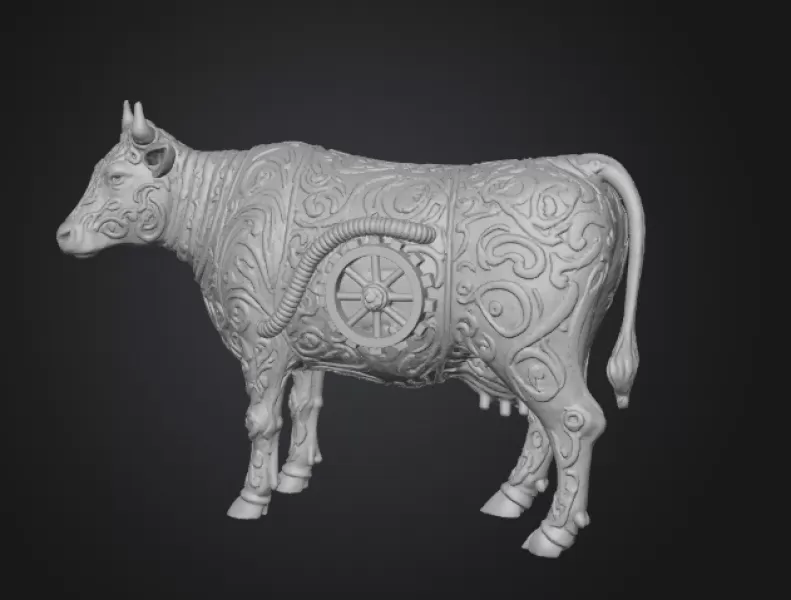 Ornate Bull Statue — Steampunk Filigree Model - Model preview 3