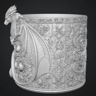 Red Floral Dragon Flower Pot STL File for 3D Print - Model thumbnail 13