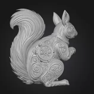 Steampunk Squirrel – Ornamental Mechanical Creature (STL) - Model thumbnail 4