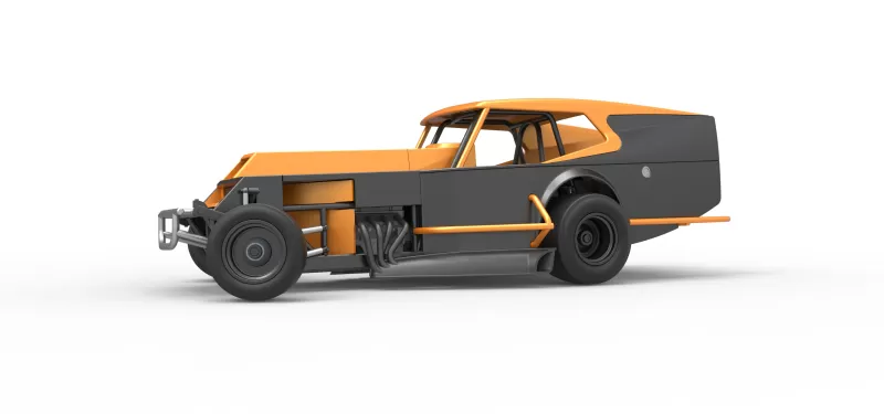 Vintage Dirt Modified stock car Version 5 while turning 1:25 - Model preview 2