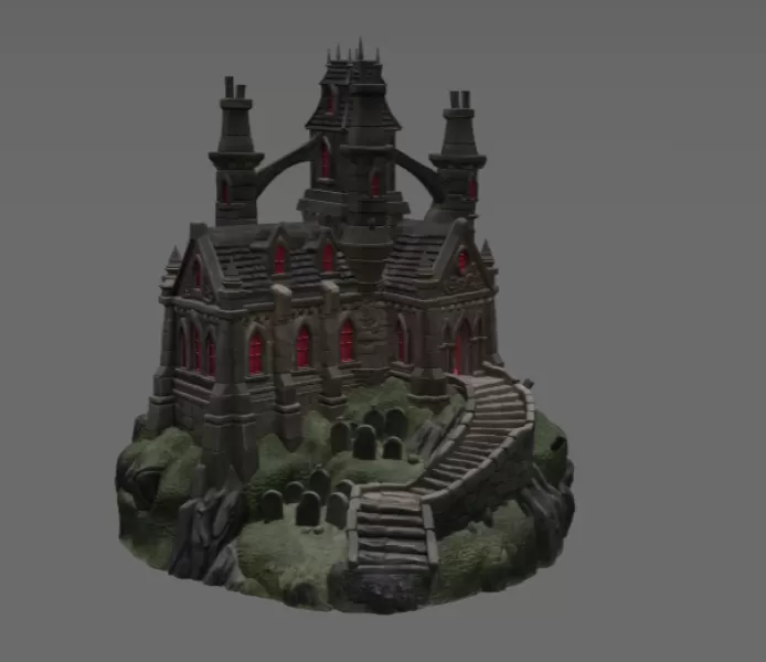 Shadowspire Gothic Manor STL File for 3D Print - Model preview 4