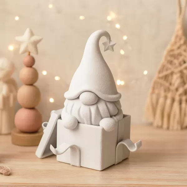 Christmas Gnome in Gift Box | Cute Holiday Figurine - Model preview 2