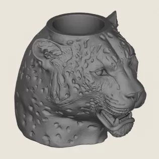 Leopard Face Vase Print Ready 3D Model - Model thumbnail 5
