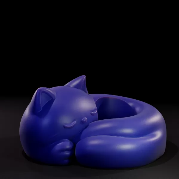 Sleeping Cat Candle Holder 3D Printable Model - Model preview 2