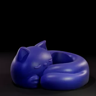 Sleeping Cat Candle Holder 3D Printable Model - Model thumbnail 2
