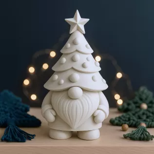 Christmas Tree Hat Gnome Figure | Festive Holiday Decor - Model thumbnail 4