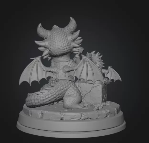 Cute Dragon Sculptor STL File for 3D Printing - Model preview 10