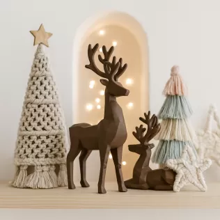 Low Poly Deer Set: 2 pcs. | Christmas Reindeer Figurines