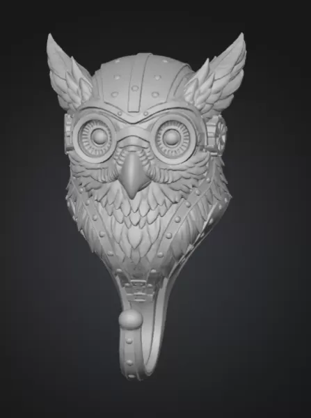 Highly detailed steampunk owl wall hook - Model preview 2