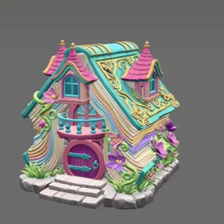 Enchanted Storybook Cottage STL File 3D Printable - Model thumbnail 3