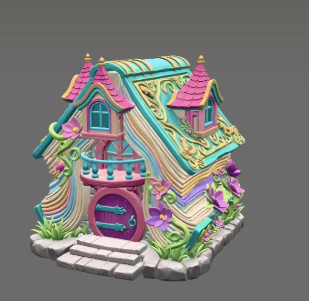 Enchanted Storybook Cottage STL File 3D Printable - Model preview 3