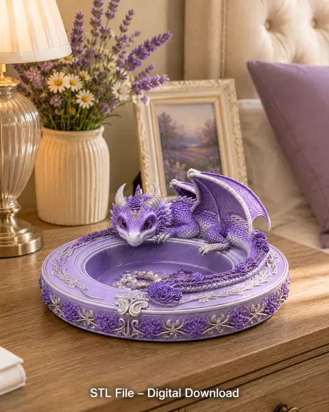 Amethyst Floral Dragon Bowl STL file for 3D Print - Model preview 4