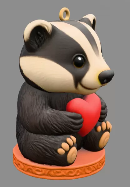 Cute Badger STL File – 3D Printable Valentine Figurine - Model preview 5