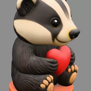 Cute Badger STL File – 3D Printable Valentine Figurine - Model thumbnail 5
