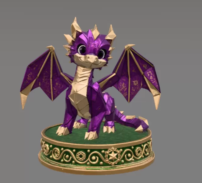 Origami Style Baby Dragon STL File for 3D Print - Model preview 7