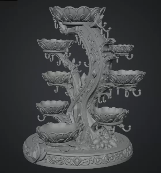 Enchanted Crystal Jewelry Tree STL File for 3D Print - Model preview 13