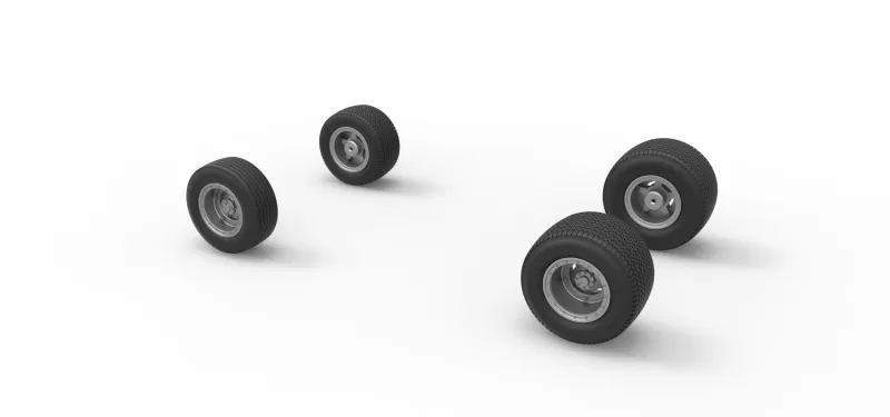 Wheel set of Northeast Dirt Modified stock car V3 Scale 1:25 - Model preview 7