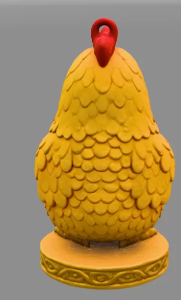 Cute Chicken / Rooster Pendant — Holding Heart - Model preview 4