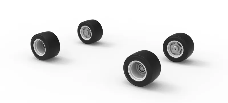 Wheel Set of Vintage Asphalt Modified stock car Scale 1:25 - Model preview 6