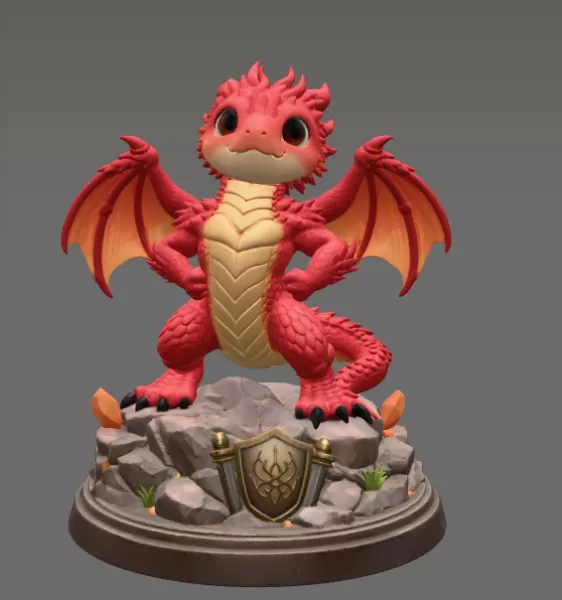Brave Guardian Dragon STL File for 3D Printing - Model preview 3