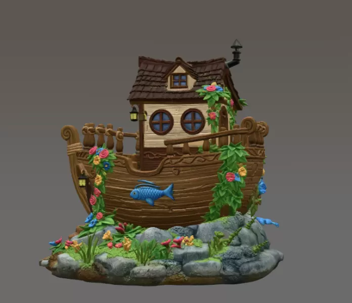 Enchanted Ship Cottage STL File 3D Print - Model preview 4